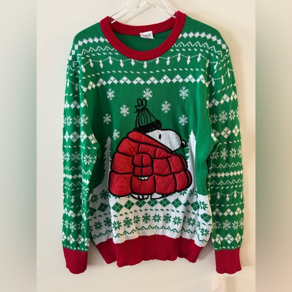 Peanuts Green and Red Crewneck Sweater Size XXL - Picture 2 of 5